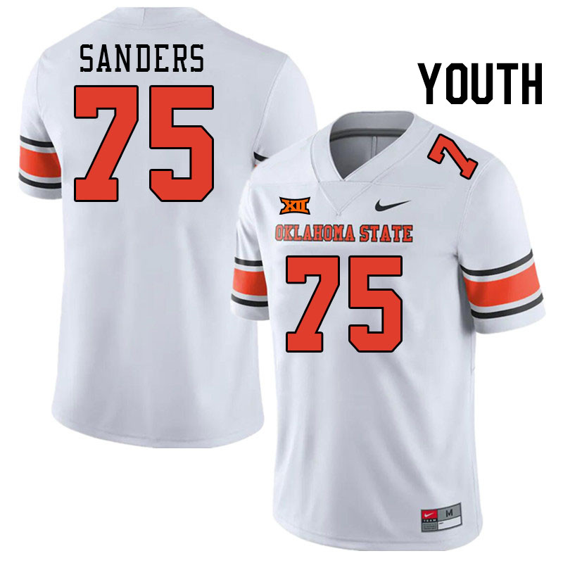 Youth #75 Jakobe Sanders Oklahoma State Cowboys College Football Jerseys Stitched-White - Click Image to Close